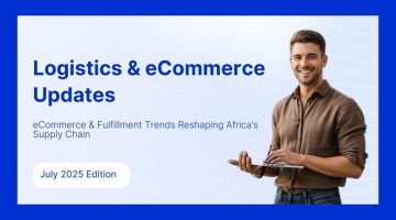 A screen with man showing logistics and ecommerce updates july 2025 edition.